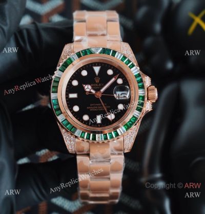 Best Quality Rolex GMT-Master ii Green Diamond Watches Citizen 40mm